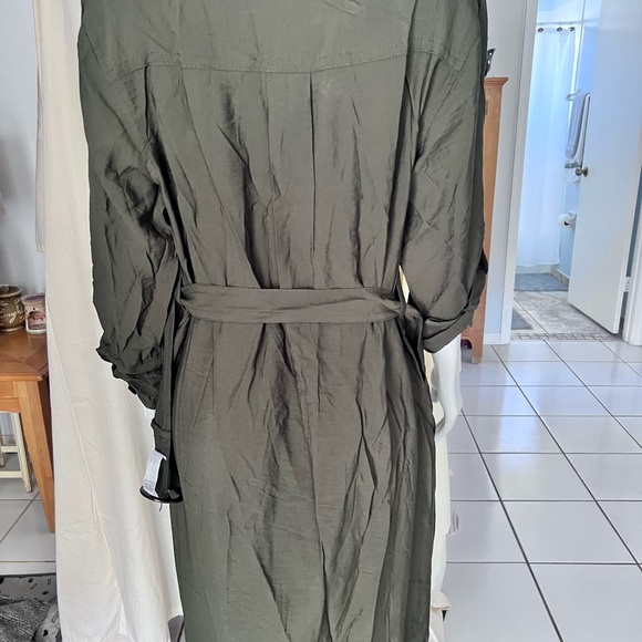 NWT Banana Republic Shirt dress button down, w belt, pockets & bust pockets Sz L - Picture 7 of 11
